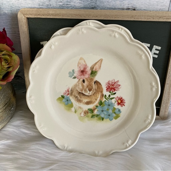Grace Teaware Easter Bunny Salad Dessert Plate Set Of 2 - Picture 6 of 7